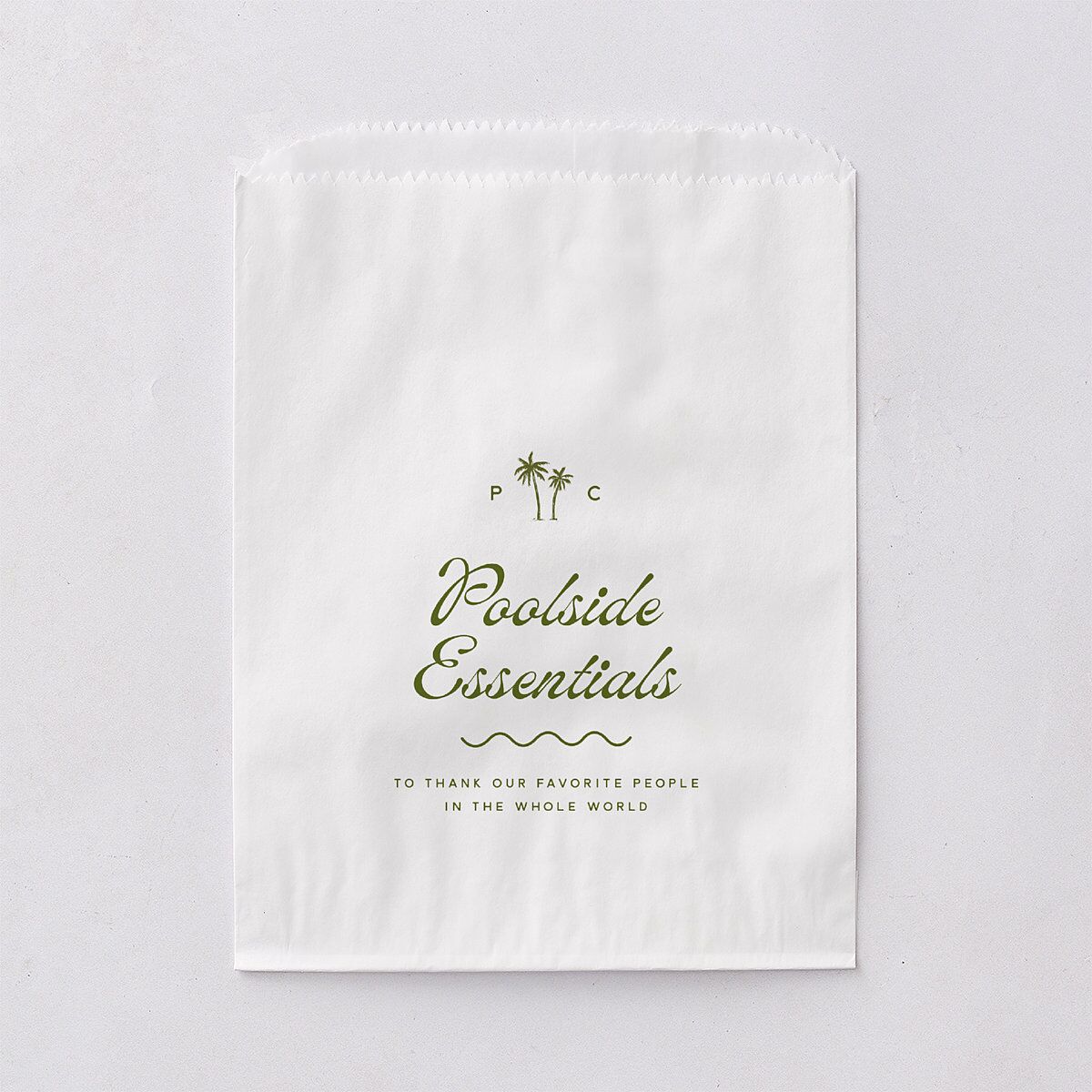Cabana Stripes Wedding Day Paper Favor Bags Olive White Wax-Lined Food Safe Paper