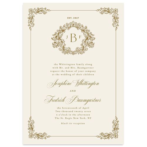 Black Tie Crest Wedding Invitations Umber Signature Blank No