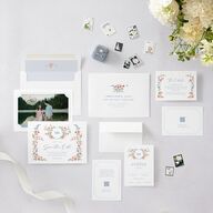 Fairytale Wildflower Crest Save the Date Cards Pure White Signature smooth Blank No Standard