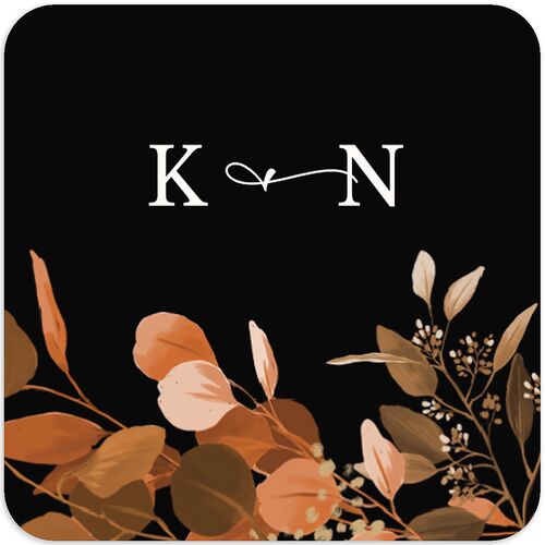 Eucalyptus Frame Wedding Stickers Walnut Soft Square