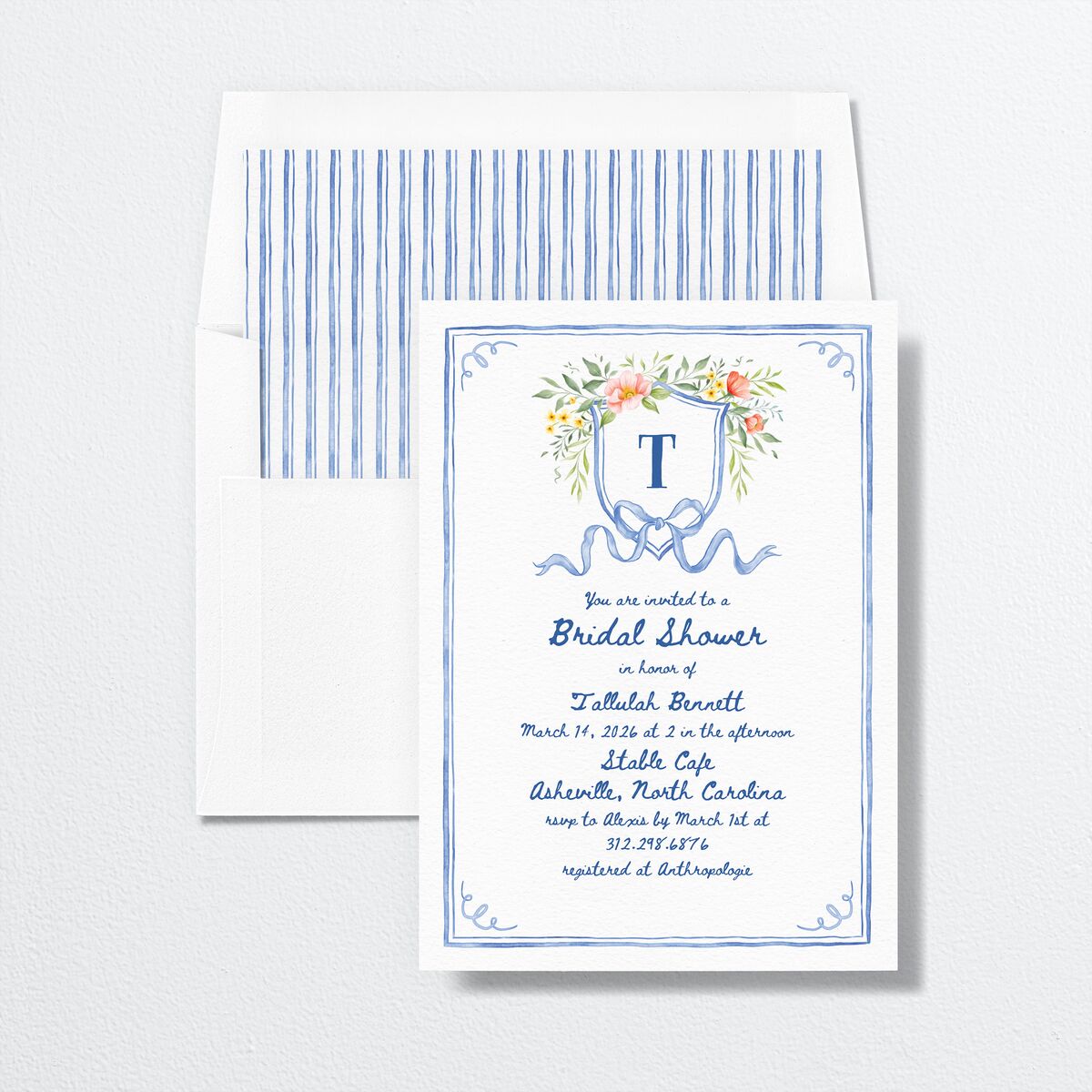 Countryside Crest Bridal Shower Invitations envelope-and-liner
