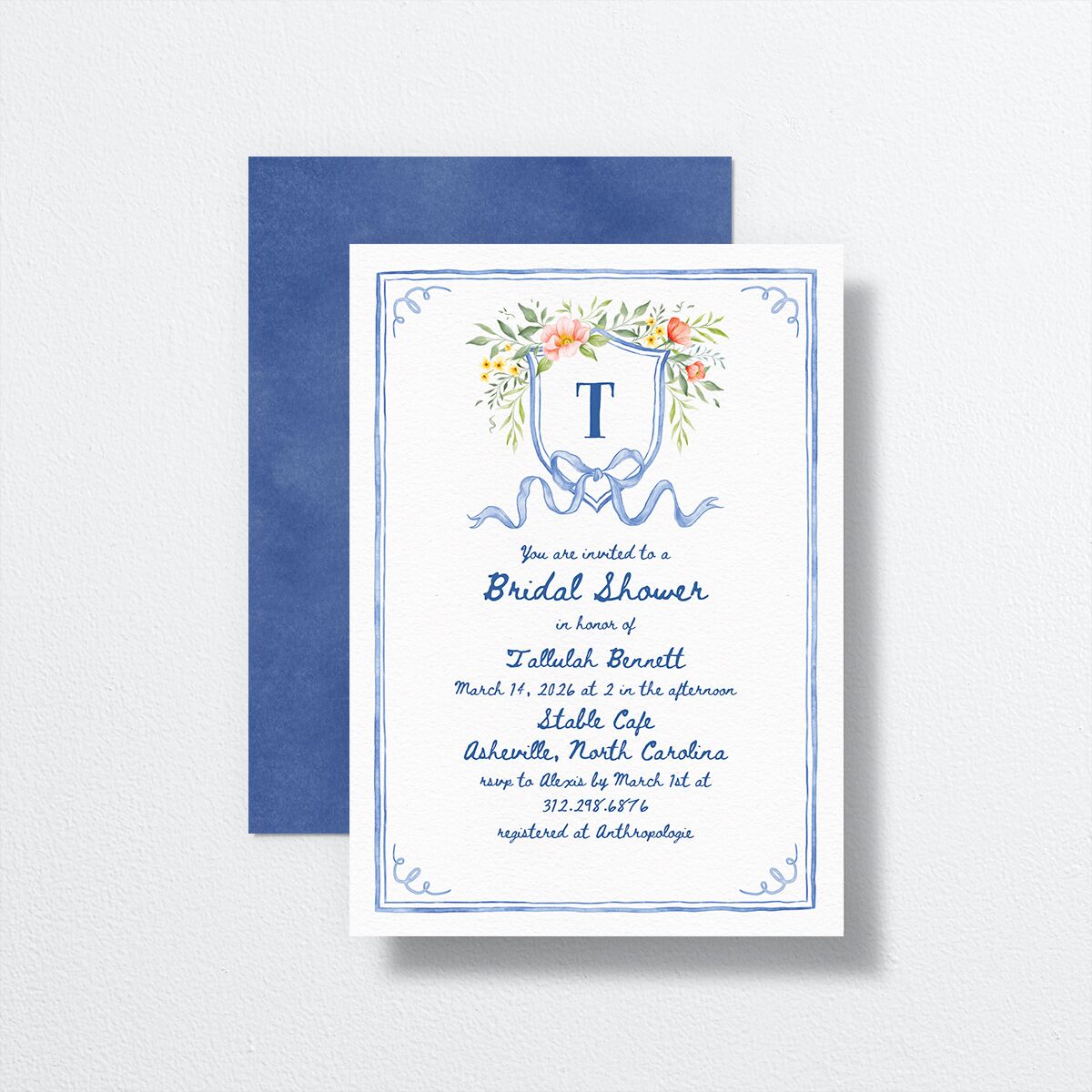 Countryside Crest Bridal Shower Invitations front-and-back