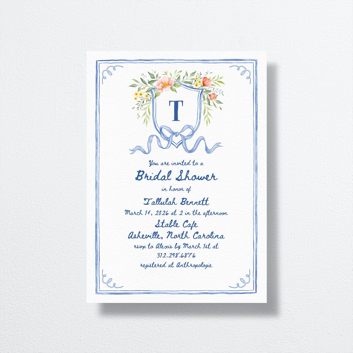Countryside Crest Bridal Shower Invitations front