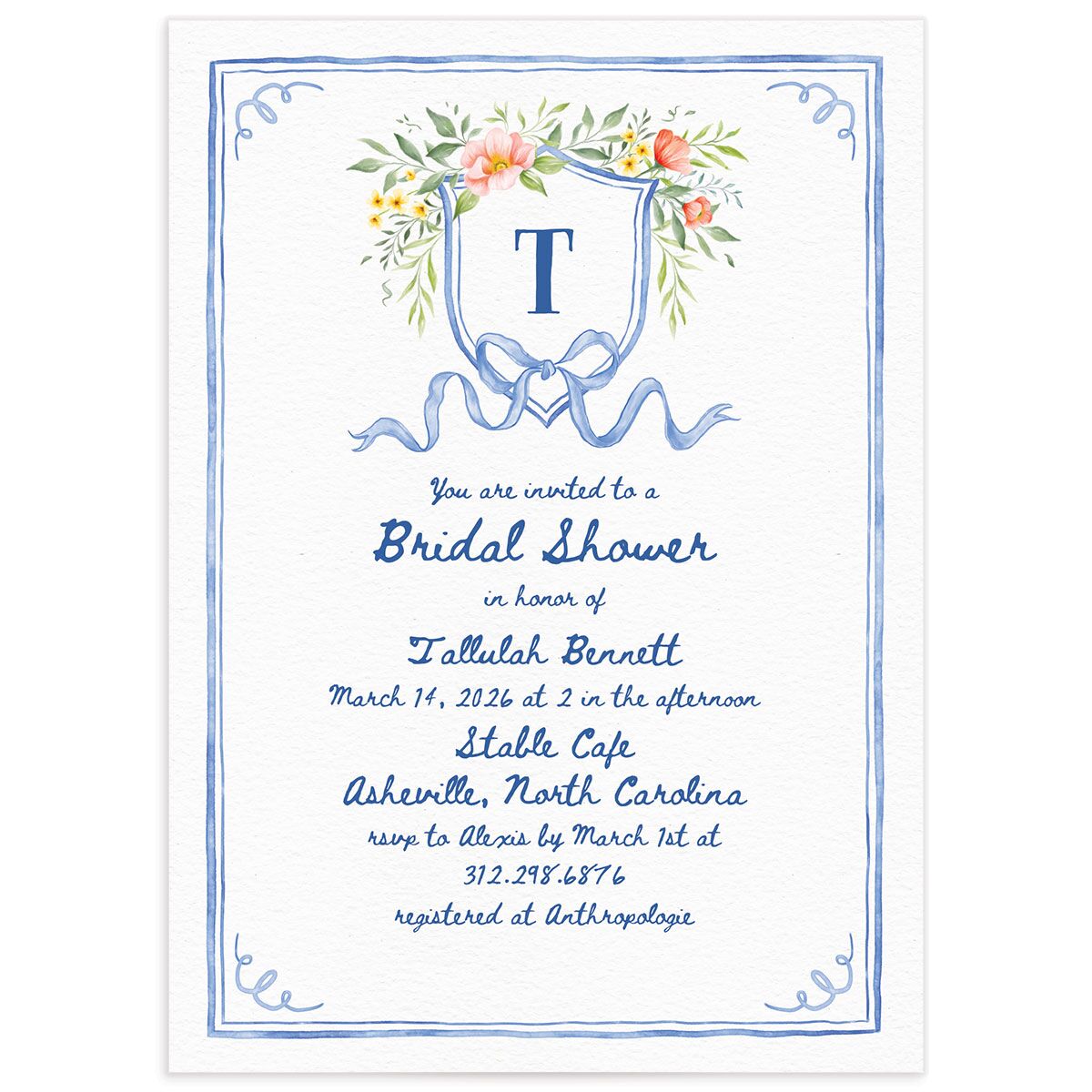 Countryside Crest Bridal Shower Invitations