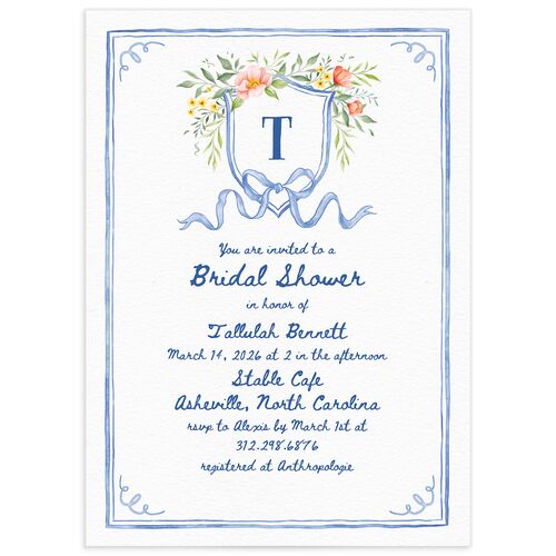 Countryside Crest Bridal Shower Invitations - Blue