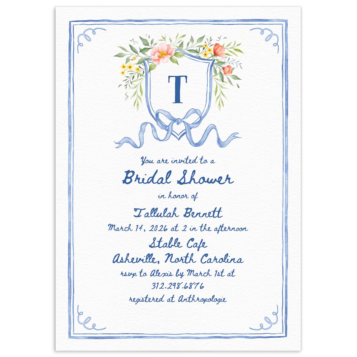 Countryside Crest Bridal Shower Invitations