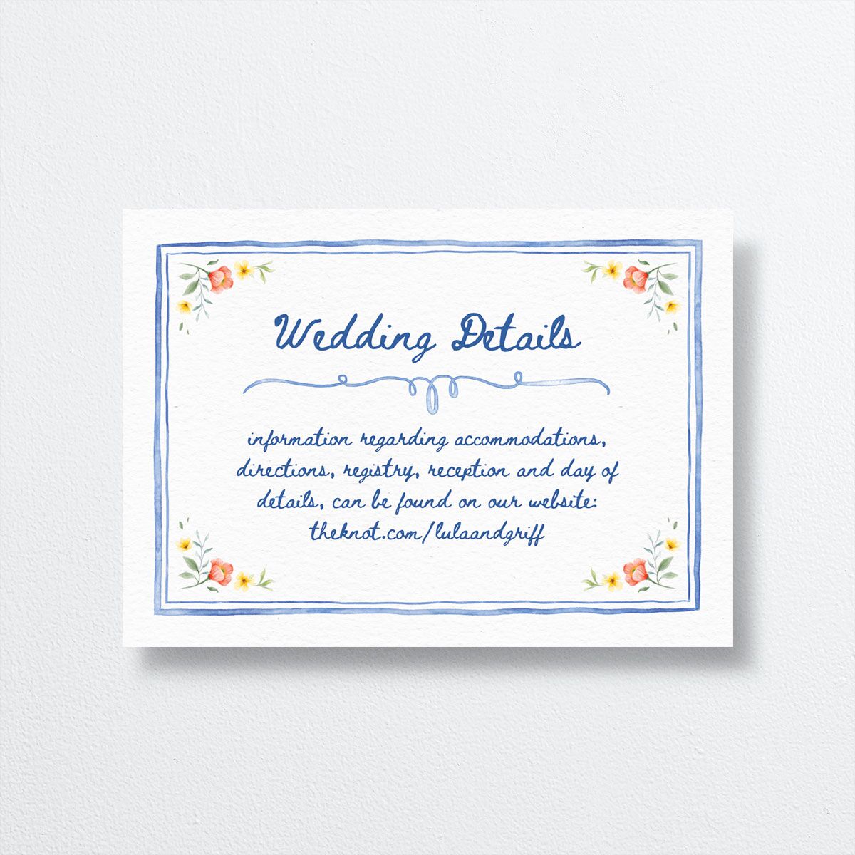 Countryside Crest Wedding Enclosure Cards front in blue