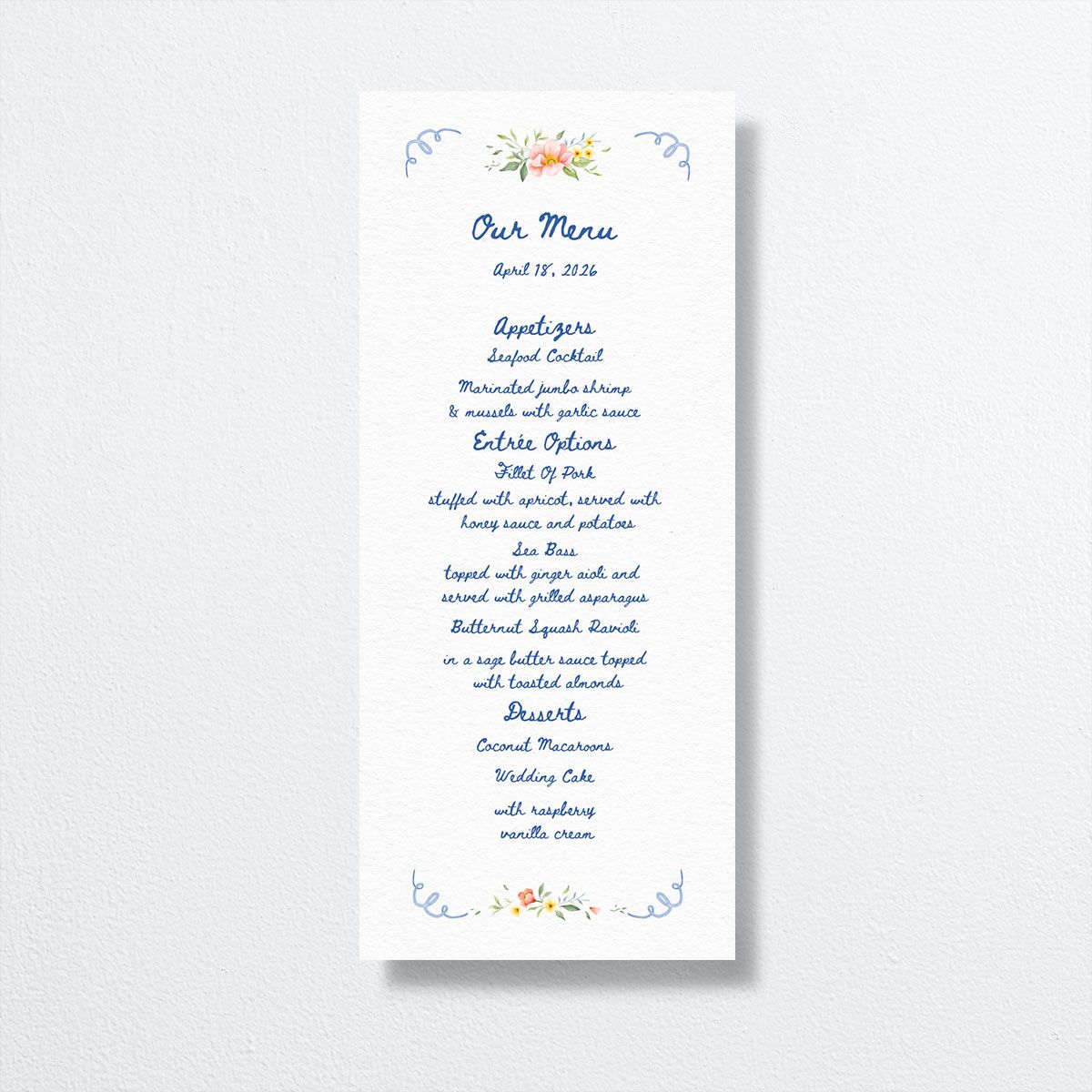 Countryside Crest Menus Royal Blue Signature