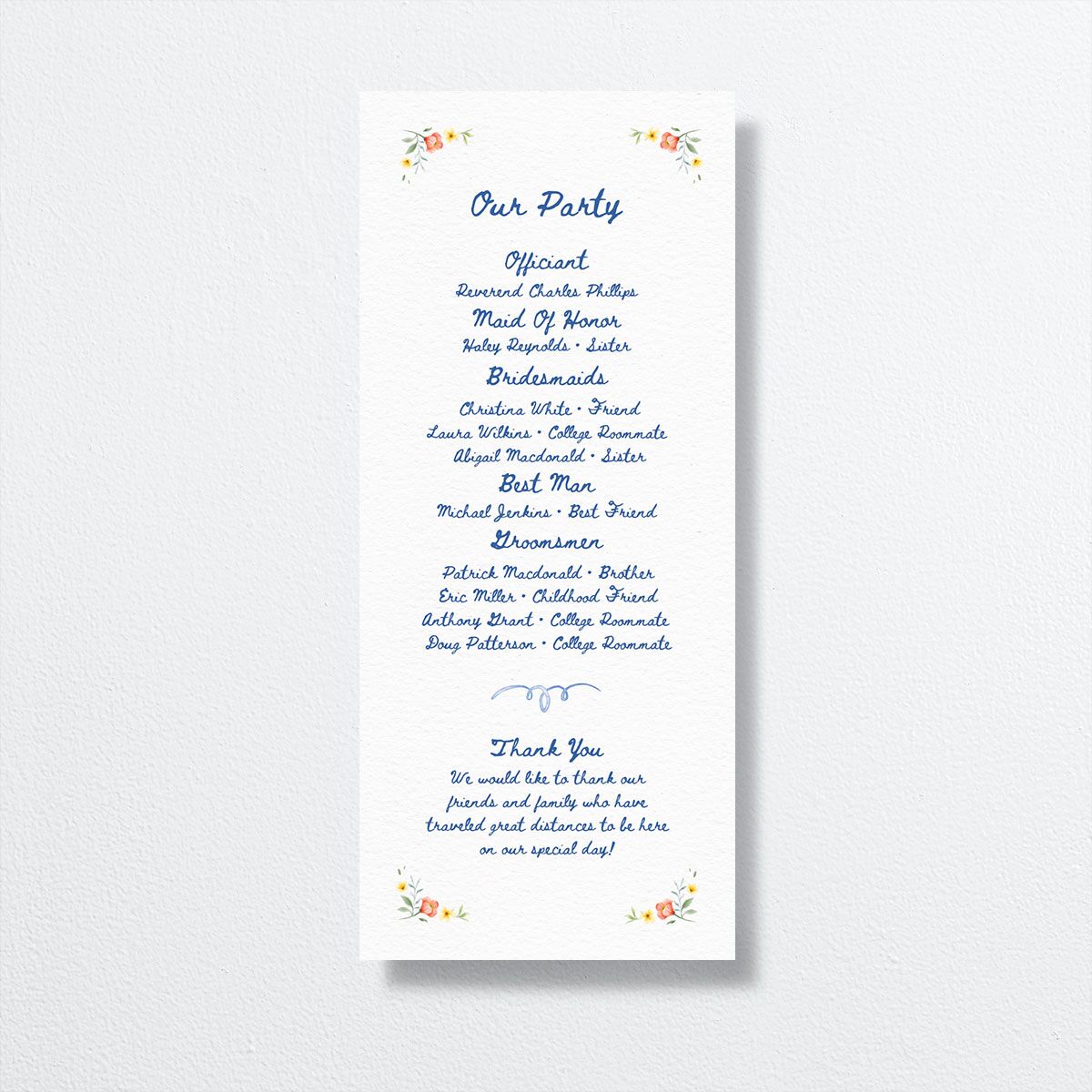Countryside Crest Wedding Programs back