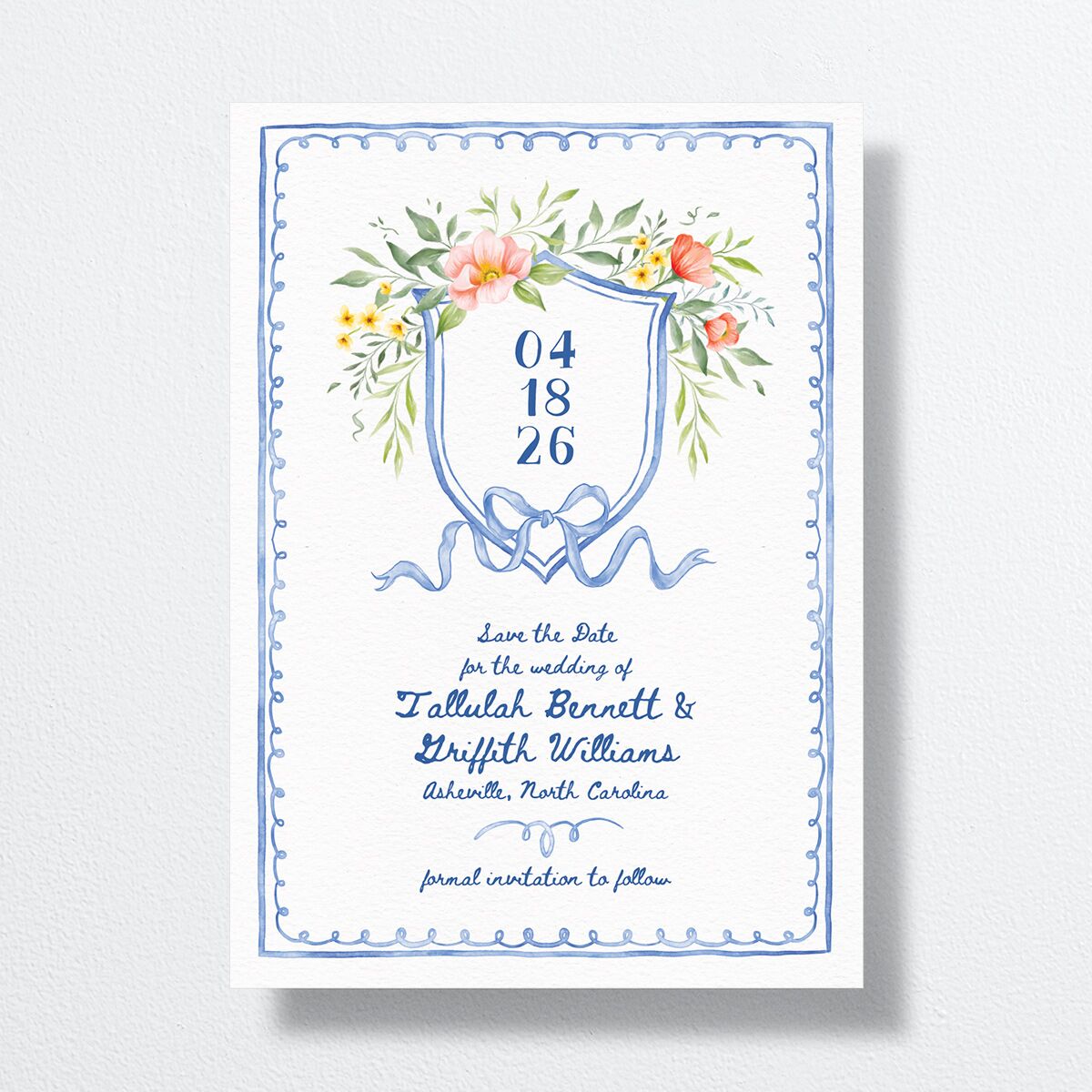 Countryside Crest Save the Date Cards front