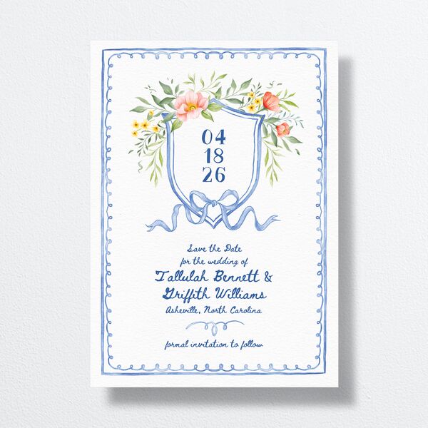 Countryside Crest Save the Date Cards front