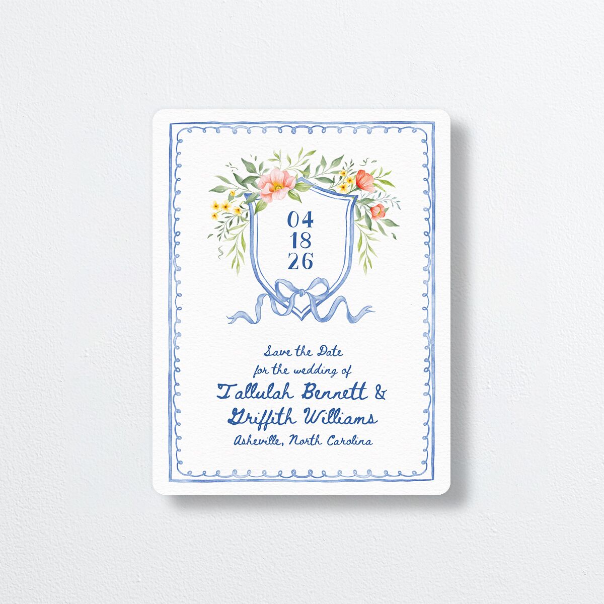 Countryside Crest Save The Date Magnets Royal Blue Magnet Paper
