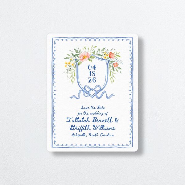 Countryside Crest Save The Date Magnets Royal Blue Magnet Paper