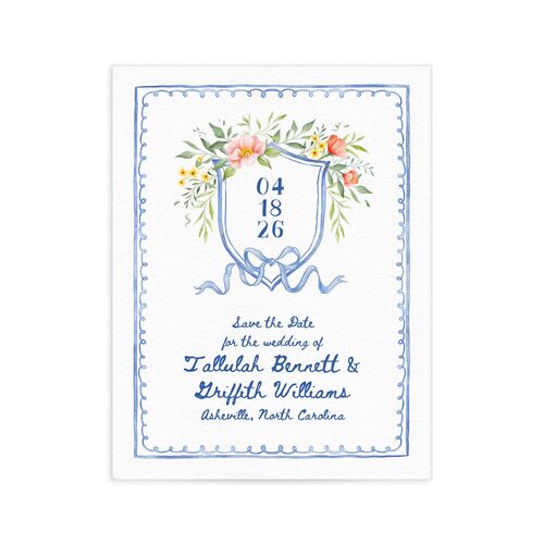 Countryside Crest Save the Date Petite Cards - Blue