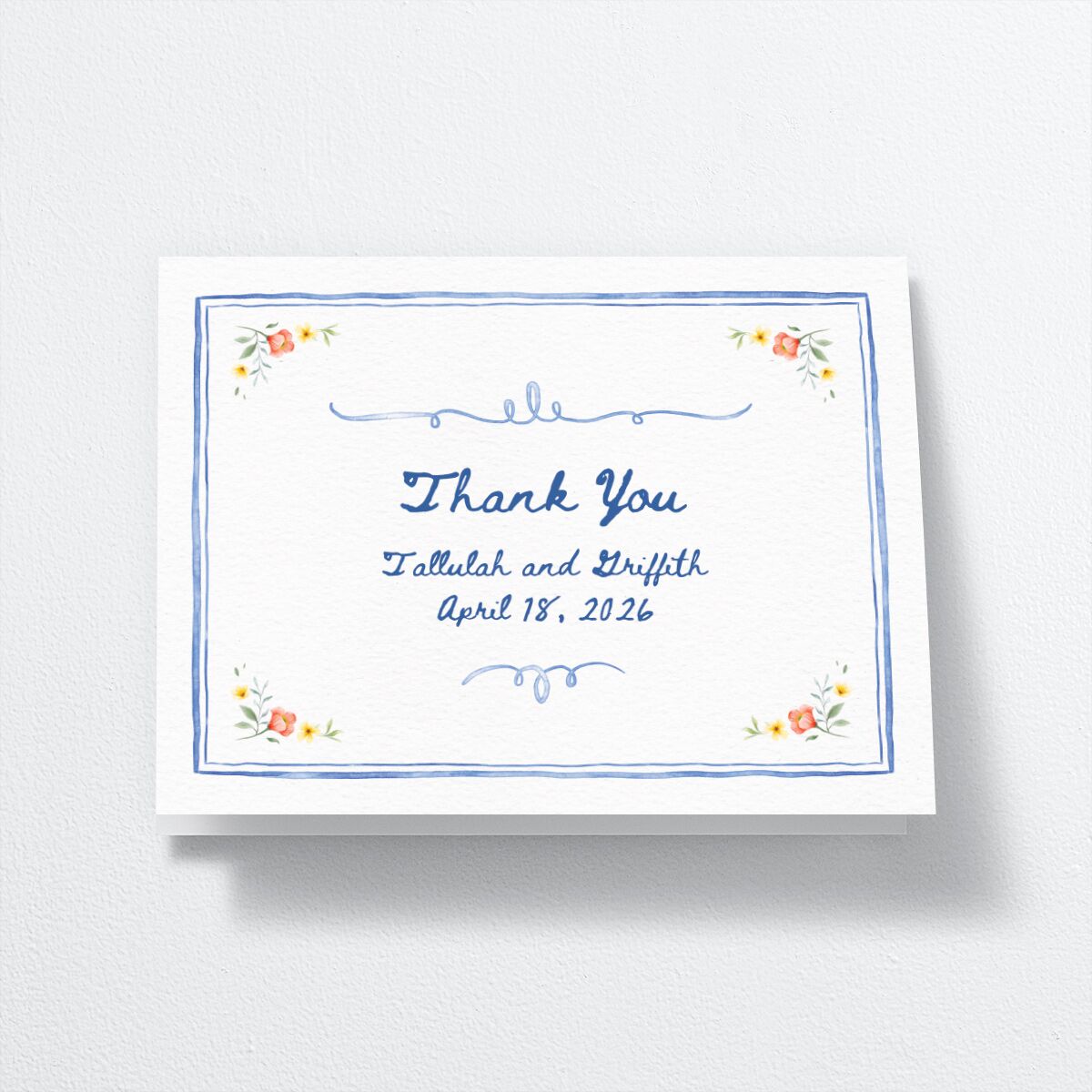 Countryside Crest Thank You Cards front in blue