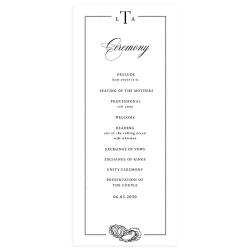 Coastal Oysters and Anchors Wedding Programs Licorice Signature