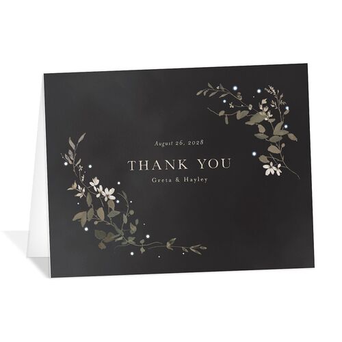 Twilight Greenery Thank You Cards Charcoal
