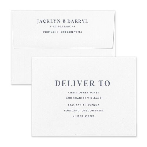 Gilded Photo Grid Save the Date Magnet Envelopes Dusty Blue White Both Recipient and Return Addresses Signature Standard
