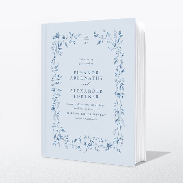 Timeless Floral Guest Books front in Blue