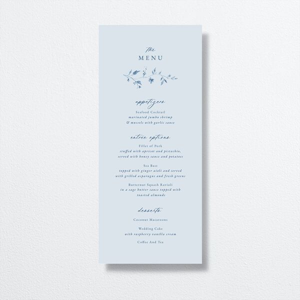 Timeless Floral Menus front in Blue