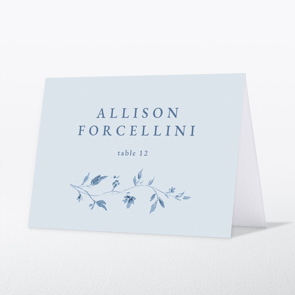 Timeless Floral Place Cards front in Blue