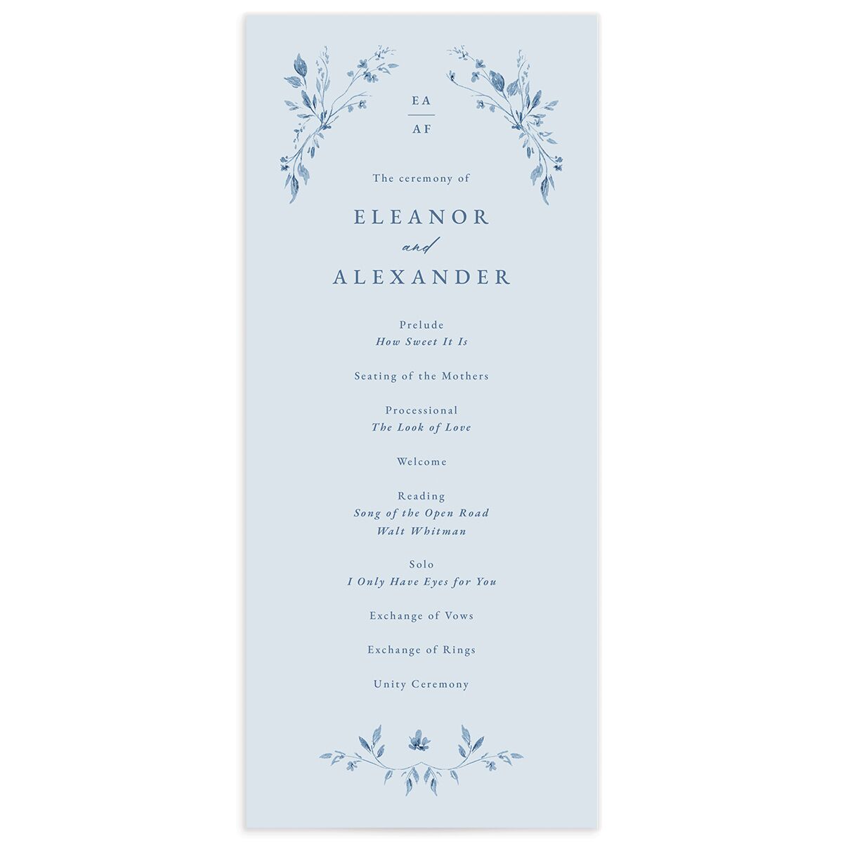 Timeless Floral Wedding Programs