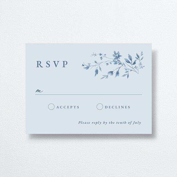Timeless Floral Wedding Response Cards front in Blue