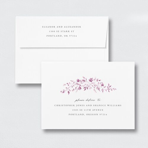 Timeless Floral Response Card Envelopes White Standard Amethyst Return Address Signature