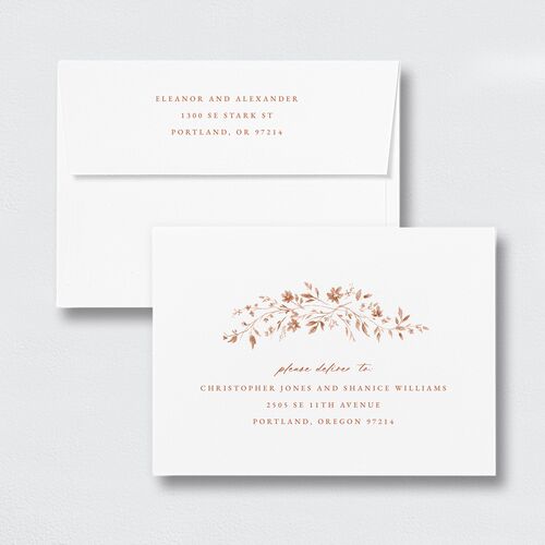 Timeless Floral Response Card Envelopes White Standard Terracotta Return Address Signature