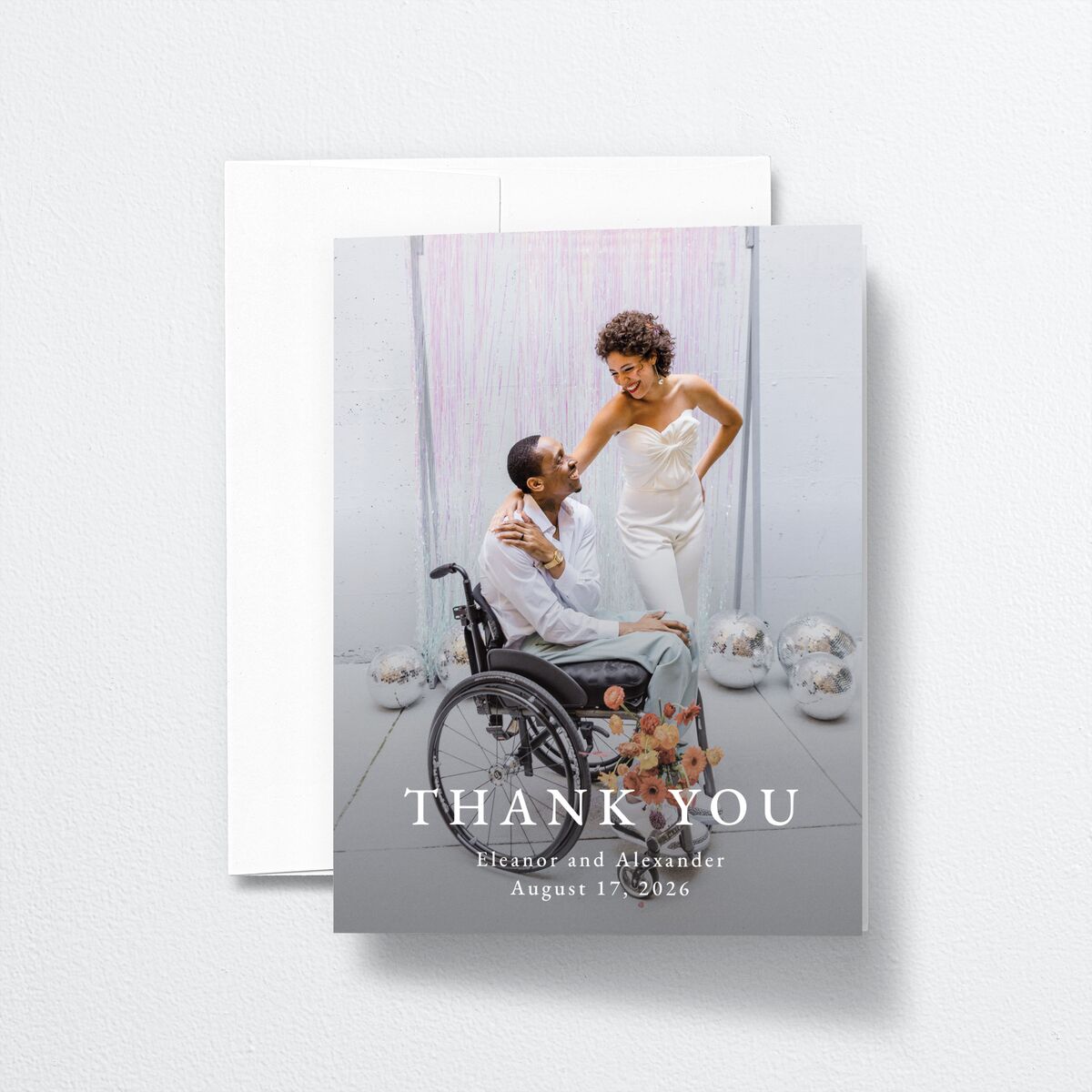 Timeless Floral Thank You Cards front in Blue