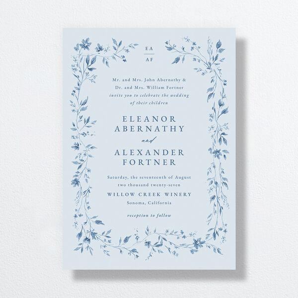 Timeless Floral Wedding Invitations Dusty Blue Signature No Standard