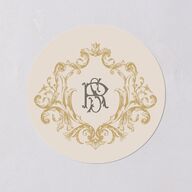 Vintage Regency Monogram Frame Wedding Stickers Champagne Circle