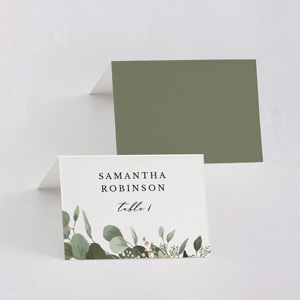 Eucalyptus Frame Foil Place Cards Gold Pure White Signature