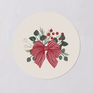 Rustic Holiday Foliage with Bow Holiday Stickers Hunter Green Circle