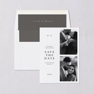 Editorial Monogram Photo Save the Date Cards Pure White Signature smooth Blank No Standard
