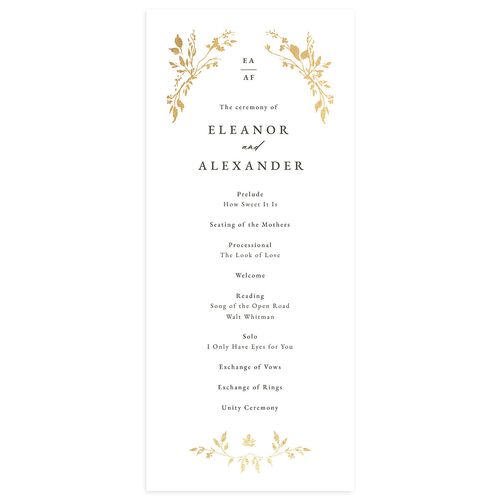 Timeless Floral Foil Wedding Programs Gold Thyme Signature