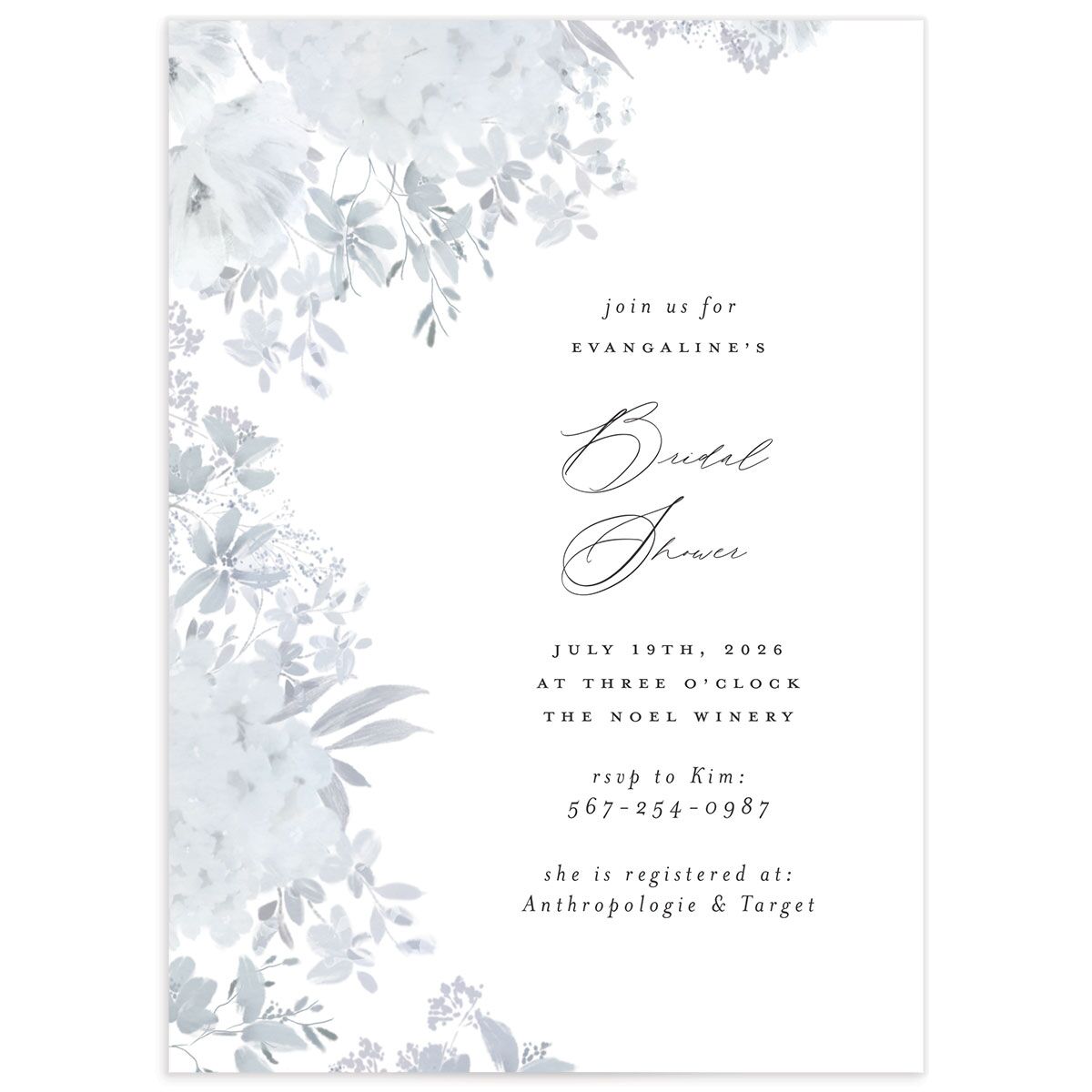 Monochrome Blooms Bridal Shower Invitations