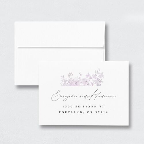 Monochrome Blooms Response Card Envelopes White Standard Sheer Lilac Return Address