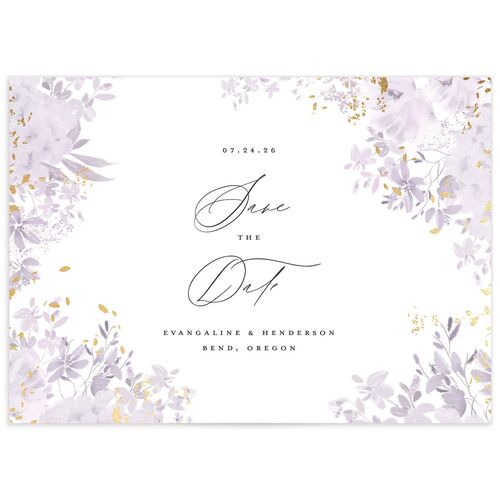 Monochrome Blooms Save the Date Cards - Purple