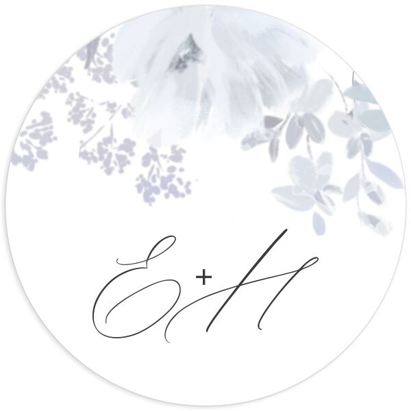 Monochrome Blooms Wedding Stickers