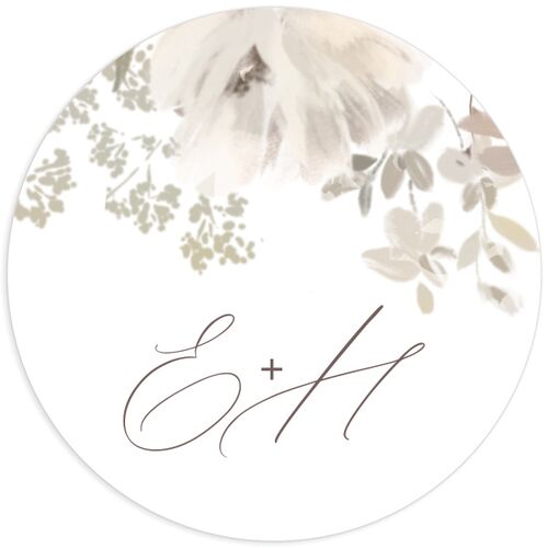 Monochrome Blooms Wedding Stickers Taupe Sticker