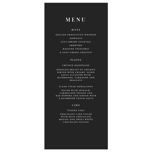 Mountain Escape Foil Menus Silver Charcoal Signature