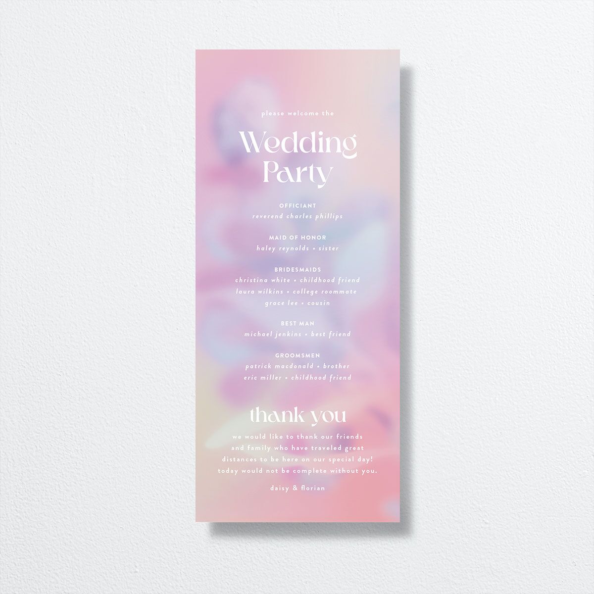 Ethereal Blur Wedding Programs back in pink