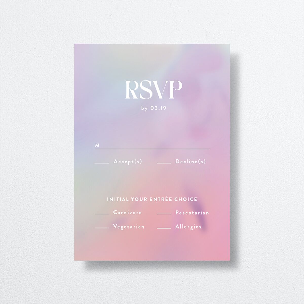 Ethereal Blur Wedding Response Cards front in pink