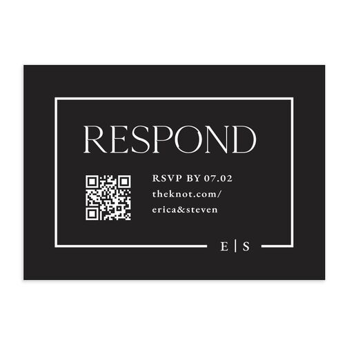 Minimalist Photo Frame QR Code RSVP Cards Charcoal Signature Standard