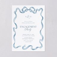 Vintage Bow Engagement Party Invitations Regency Blue Signature Blank Standard