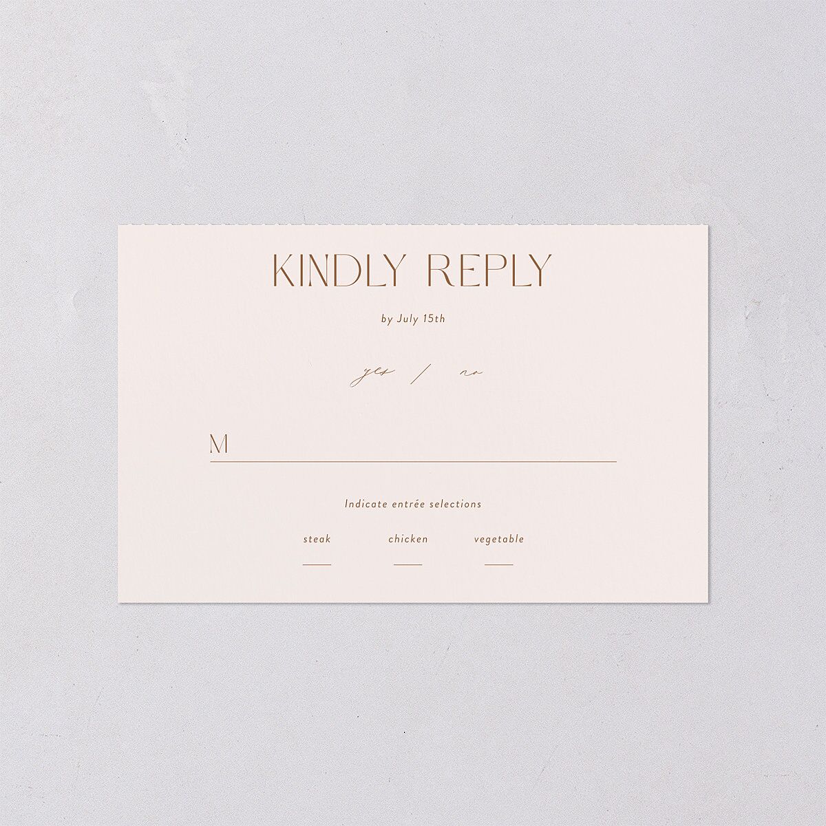 Bohemian Bouquet Foil All-in-One Wedding Invitations Peach Fuzz Signature Light Both Recipient and Return Addresses No