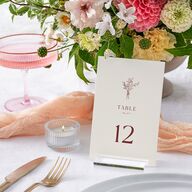 Simple Boho Flowers Table Numbers Raspberry Signature