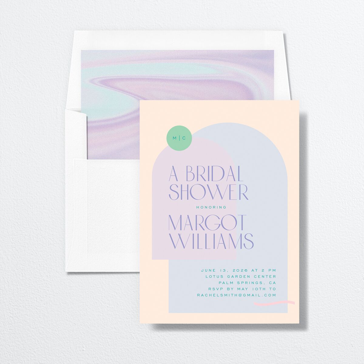 Pearlescent Shapes Save the Date Cards Sheer Lilac Signature smooth No