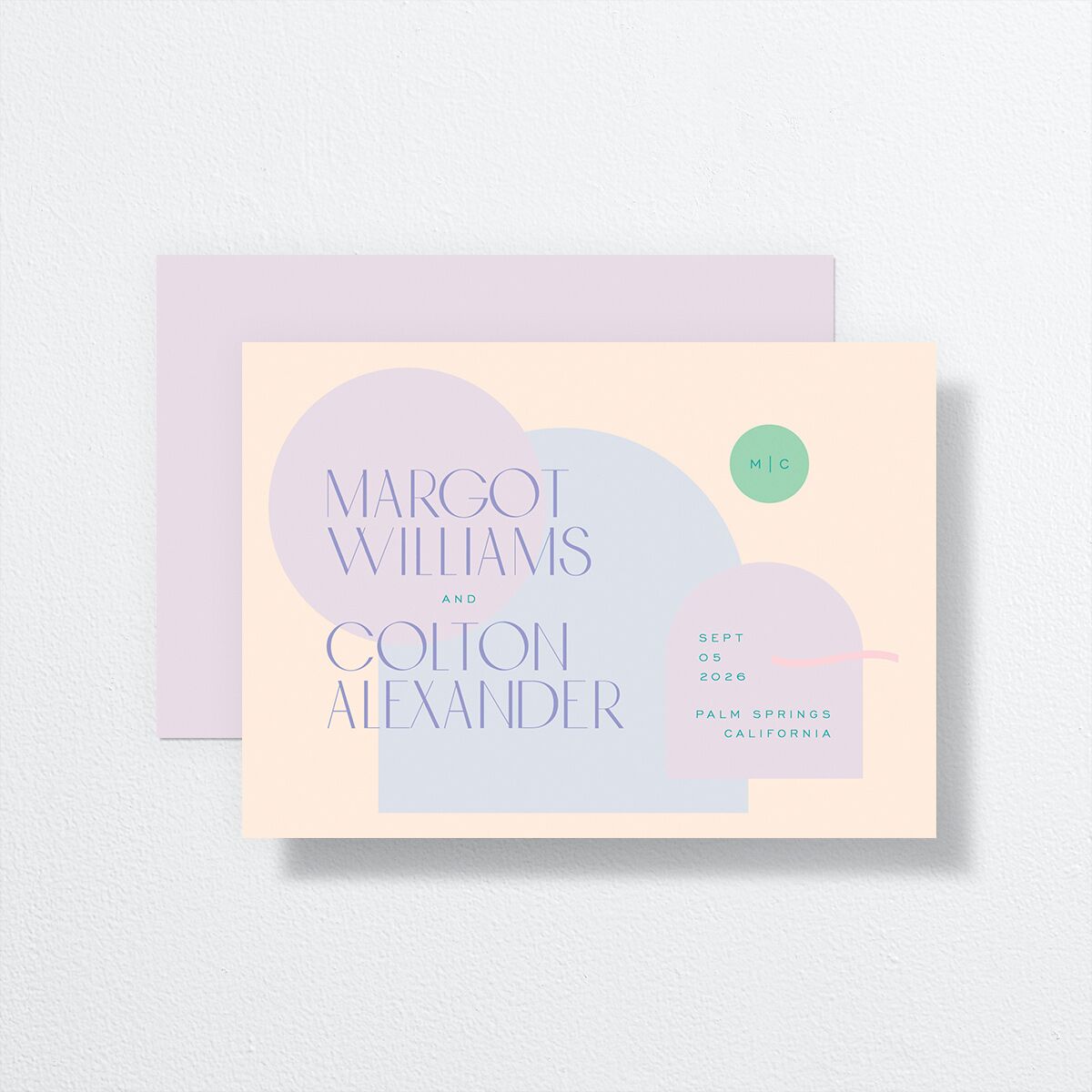 Pearlescent Shapes Save the Date Cards Sheer Lilac Signature smooth No